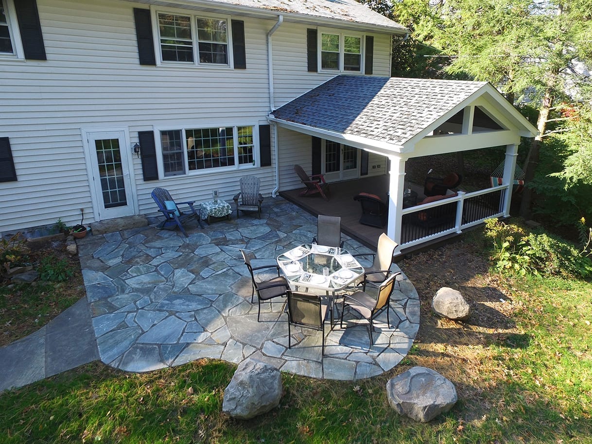 timbertech deck and flagstone patio combo in Lancaster PA