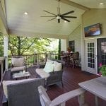 Robstock - Timbertech Caribbean redwood deck and porch with TV, fan and lights