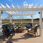 Strother - fire pit and pergola on a Trex rope swing deck