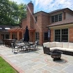 McElhaugh - flagstone patio with brick and firepit area