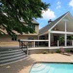 Brook - Trex deck with curved steps and A frame porch