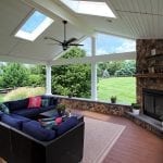 Geib - Brown Oak timbertech deck and porch with fan and lights