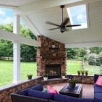 Geib - Brown Oak timbertech deck and porch with fireplace