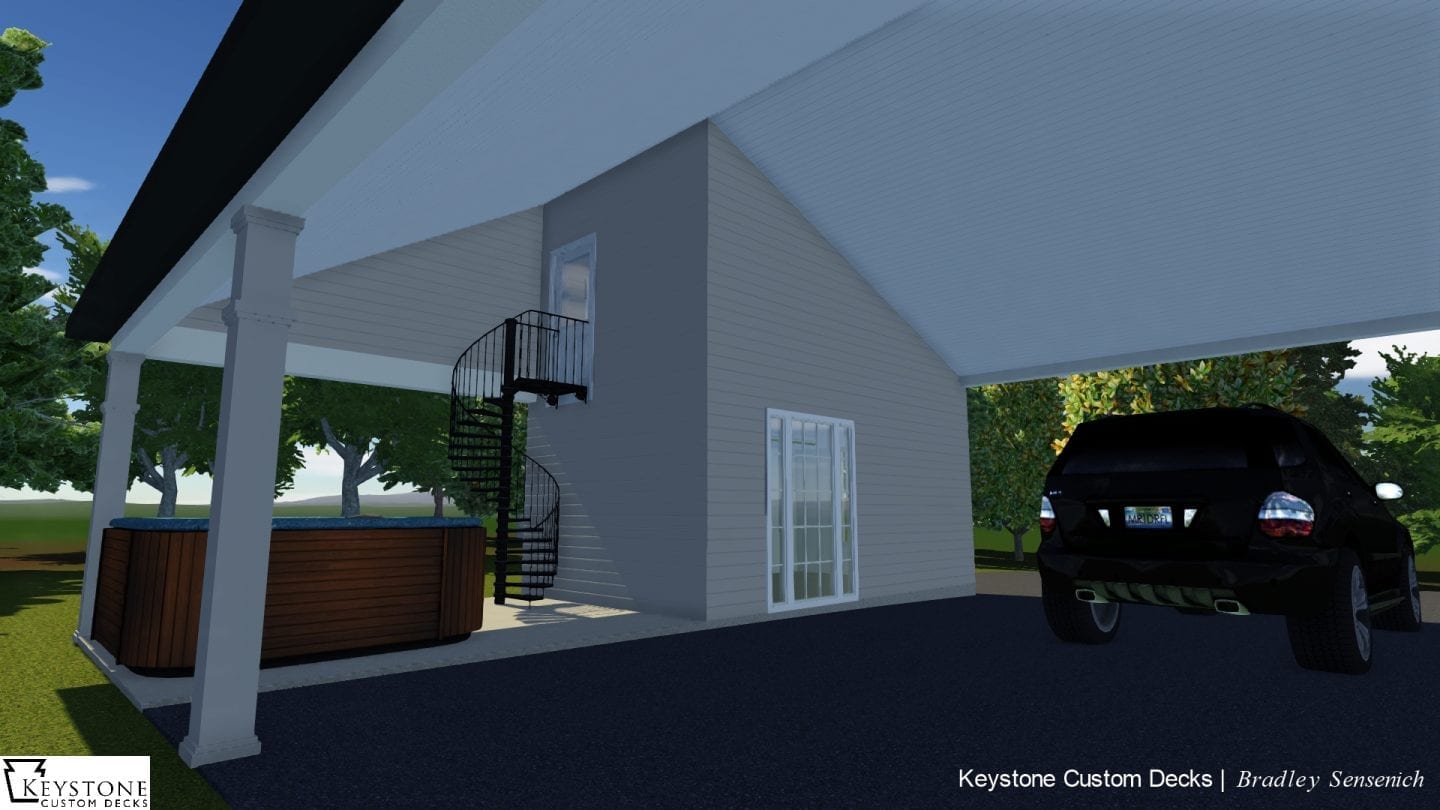 covered carport 3d rendering