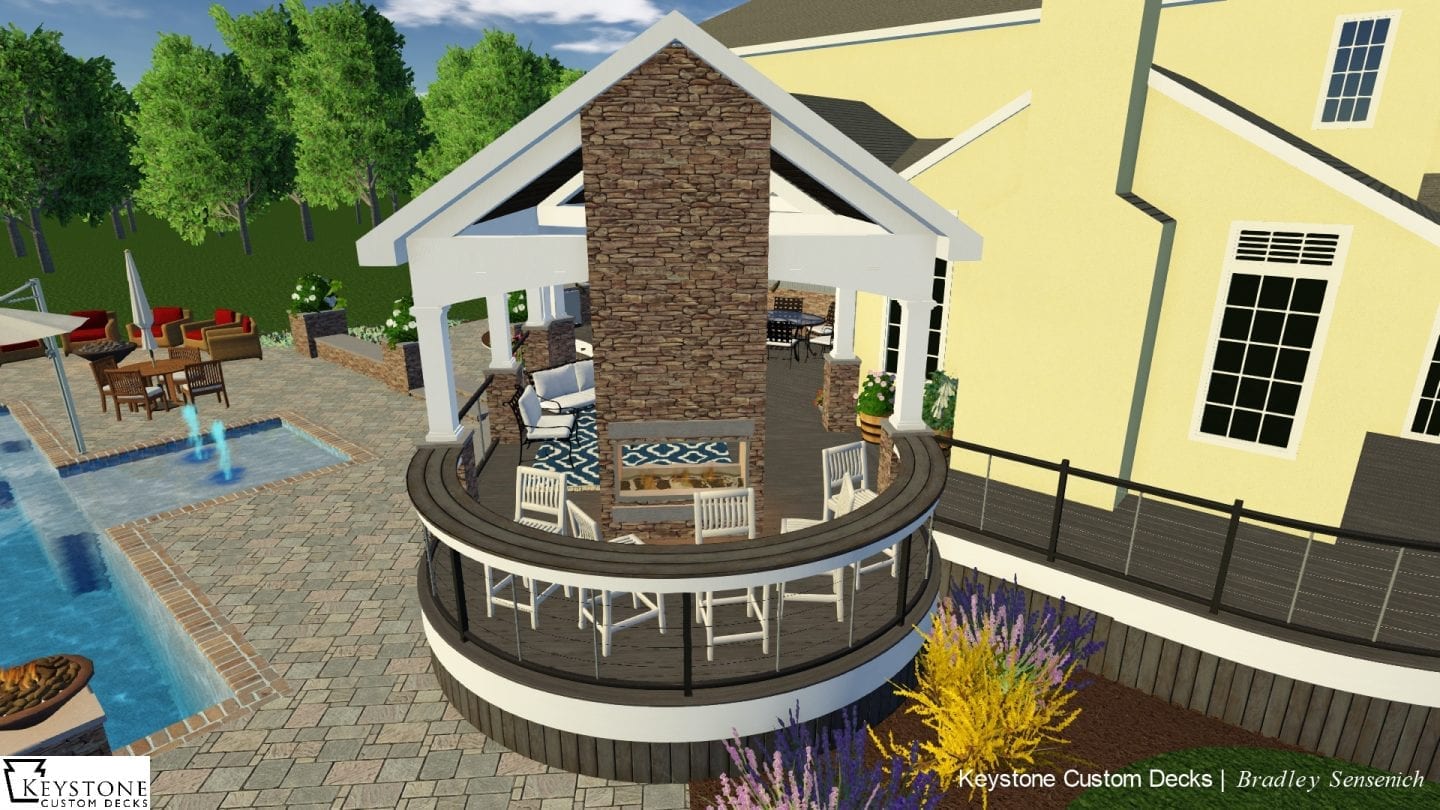 covered porch 3d rendering