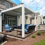 Morgan - Stamped concrete patio with Arcadia pergola