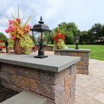 Techo bloc column patio with flagstone cap and lantern in lancaster pa