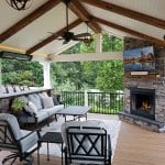 Zook - timbertech pecan deck with barnwood beams