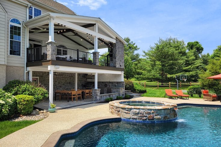 Poolside Stonework Porch / Trex Deck / Flagstone Patio – Chester Springs, PA