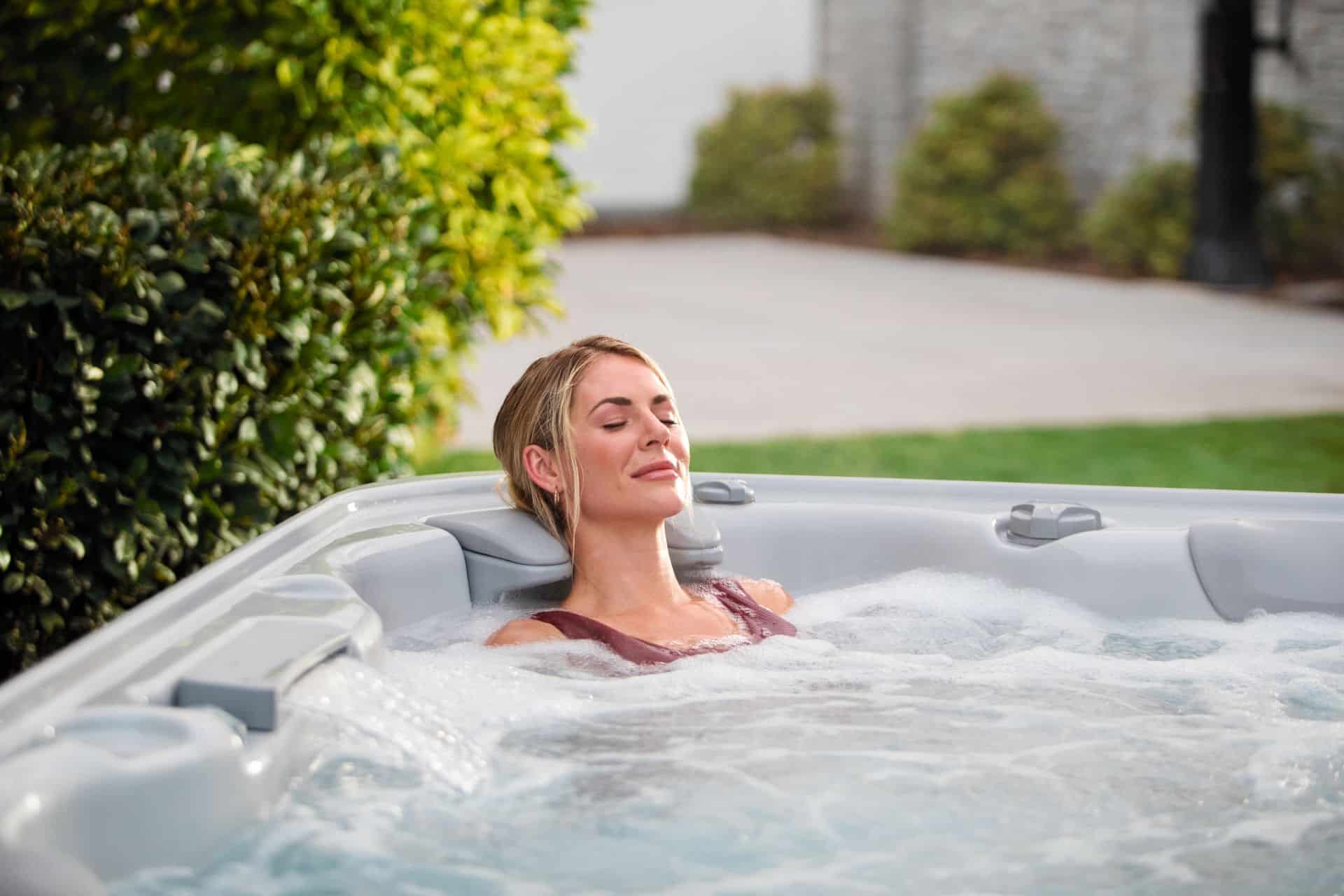 woman relaxing in a hot tub