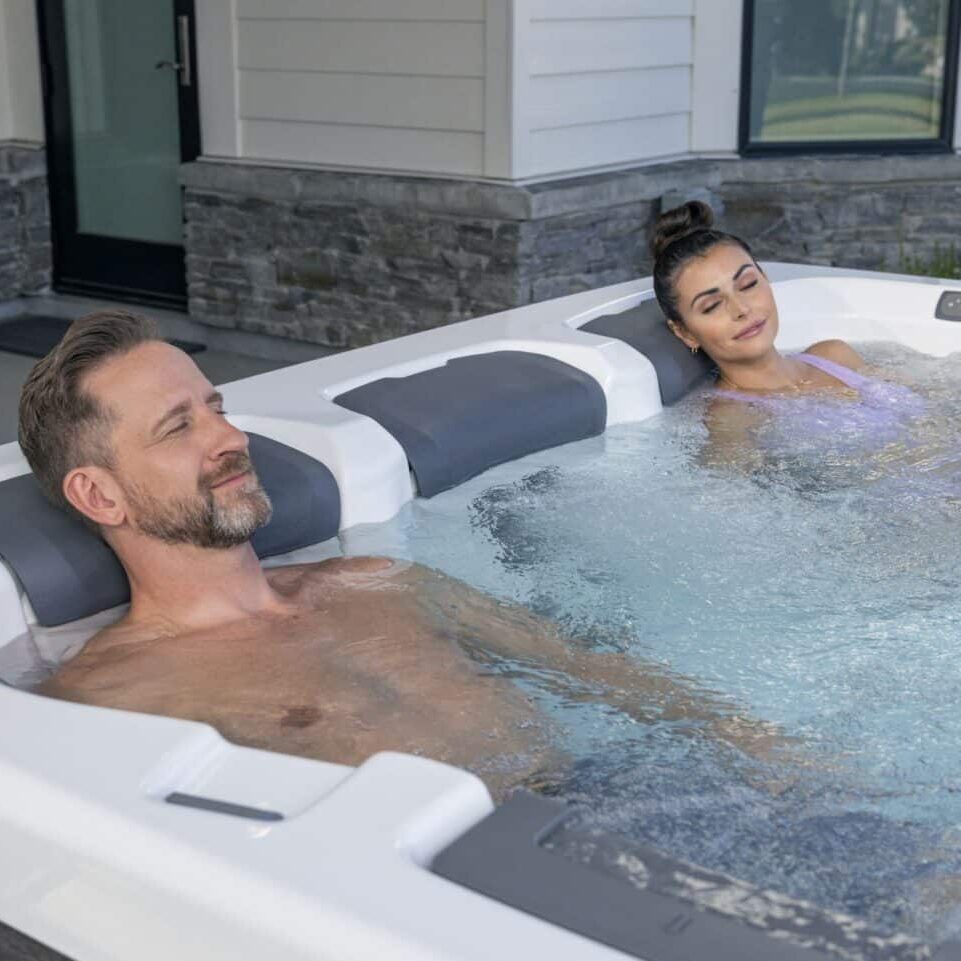 couple relaxing in a hot tub